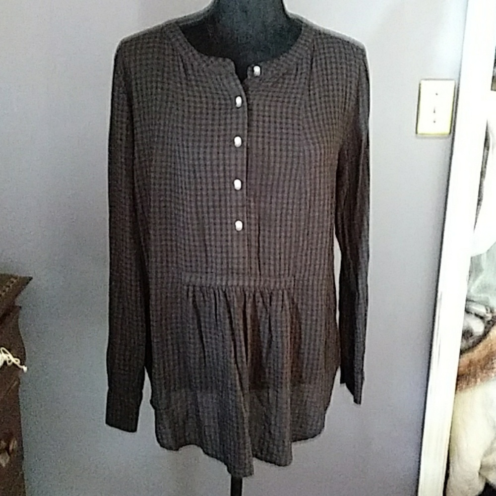 Loft Black & Olive Check Tunic Size L